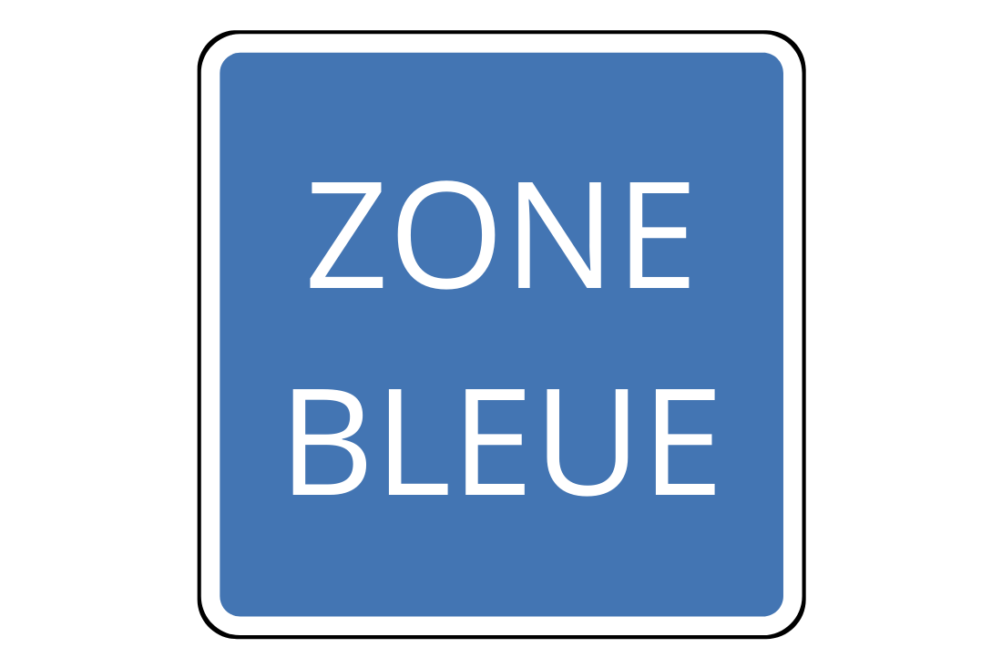 panneau zone bleue ecriture